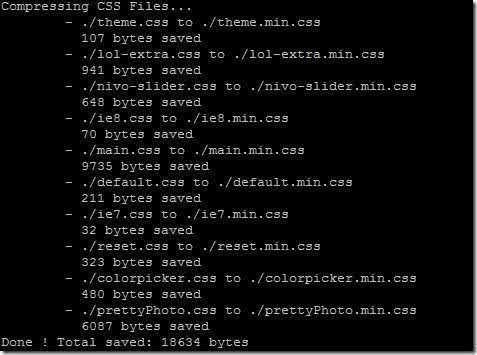 minify all CSS files in one folder use YUI Compressor to compress a whole folder