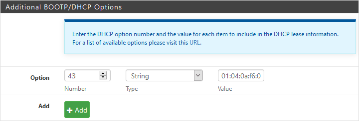 pfSense Unifi L3 Adoption via DHCP Option 43 Vendor Specific